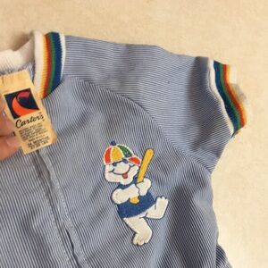 Carters vintage 24 months outfit snaps kids baby boy girl blue baseball